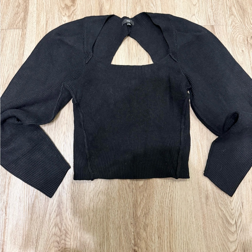 Fate Cut Out Black Sweater - Picture 2 of 4